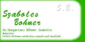 szabolcs bohmer business card